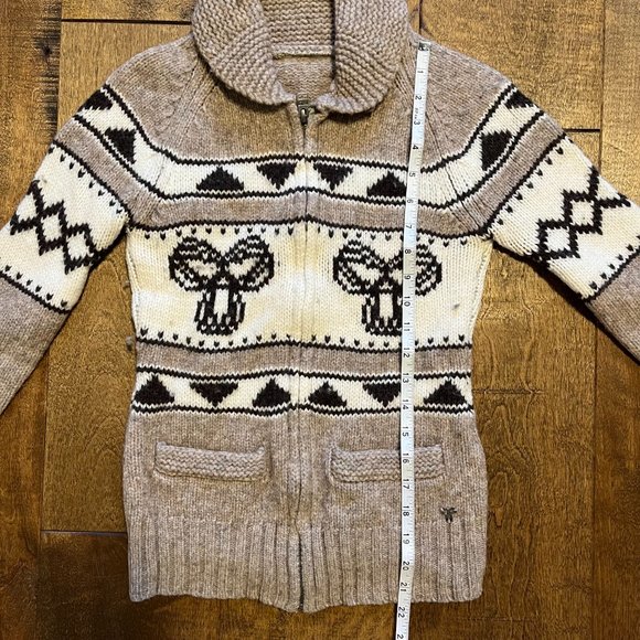 TNA Aritzia Tan Cowichan 100% Lambswool Zip Up Long Sleeves Sweater Cardigan - Picture 10 of 11